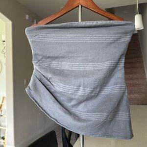 NWOT Free People Strapless Top Buttons Vertical Hem Blue Nautic Flirty Beachy S